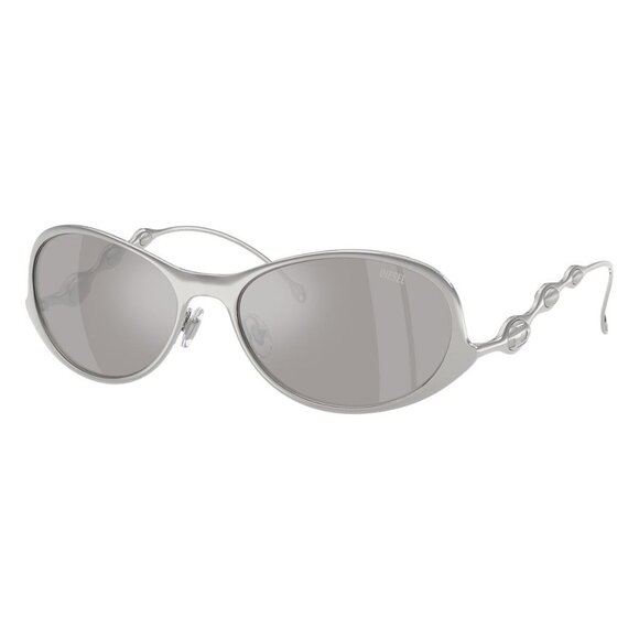 New DIESEL Silver Round DL1014 1001/Z6 Sunglasses Women - Picture 1 of 6